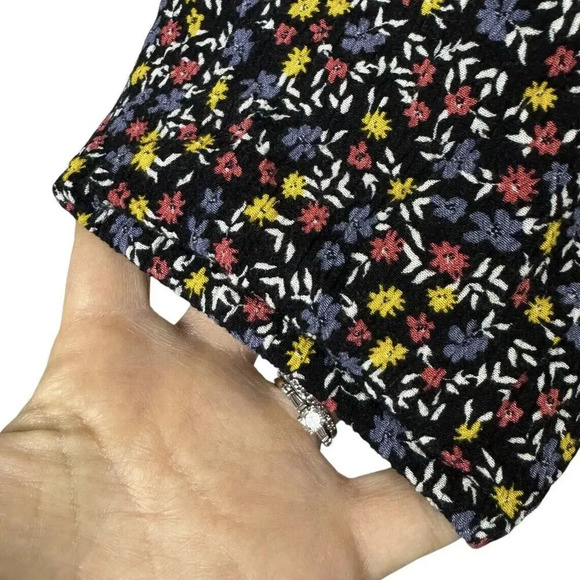 Market Spruce Cottage Micro Floral Midi Dress 2X Black Flowy Long Sleeve V-Neck - Picture 8 of 10